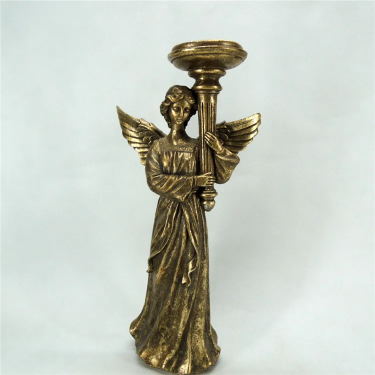 Resin Religious Antique Golden Angel Figurine Candle Holder Buy