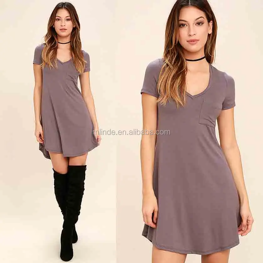 T-shirt Dresses Casual Styele Women Fashion Short Sleeve Casual Style Dresses Wholesale Ladies Casual Dresses Pictures