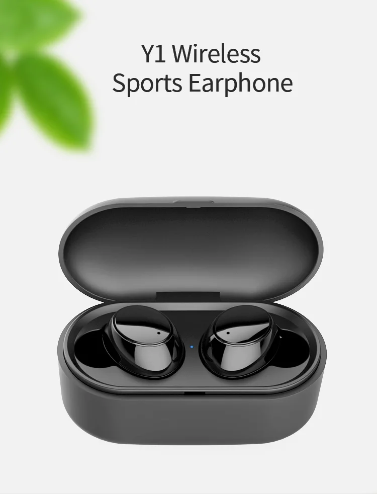 True Waterproof Earphones Y1 HD Stereo Sound Easy Pairing Bluetooth Headphones with 550mAh Charging Case for iOS and Android