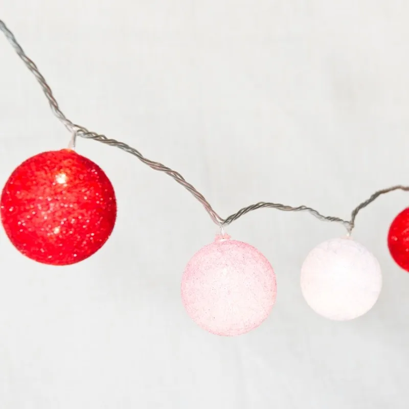 Colorful Holiday Room Decoration Cotton Ball String Lights Christmas
