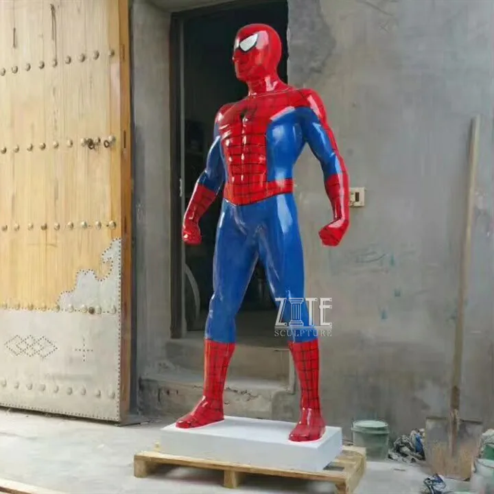 Custom Life Size Fiberglass Movie Character Statue Resin Spiderman