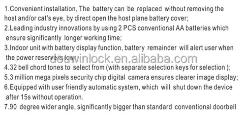 wireless cameara  door viewer for hotel, apartment,household 