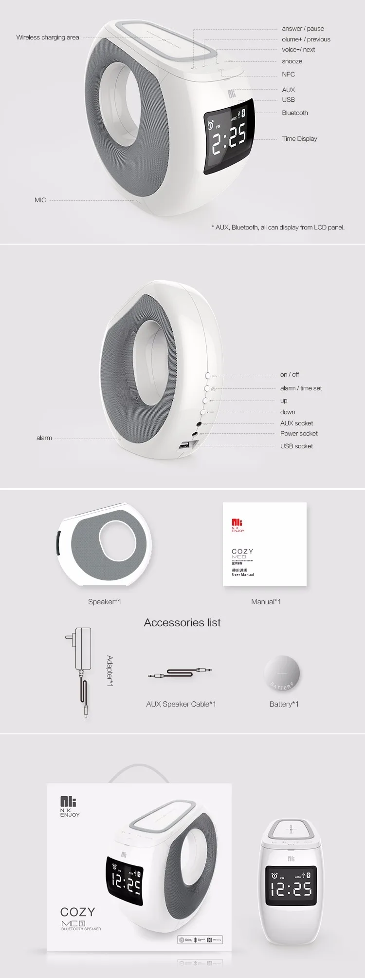 New design wireless charging for mobile phone home audio speaker QI bluetooth speaker - ANKUX.COM