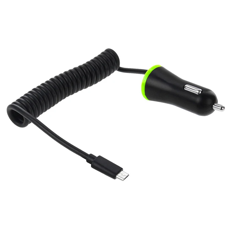 Newest fast rapid micro usb 3.4A cell phone smart car charger with spring usb cable