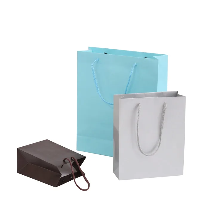 Promotion Cheap Custom Print Wide Bottom Eco-friendly Luxury Blue Color Paper Packaging Bags