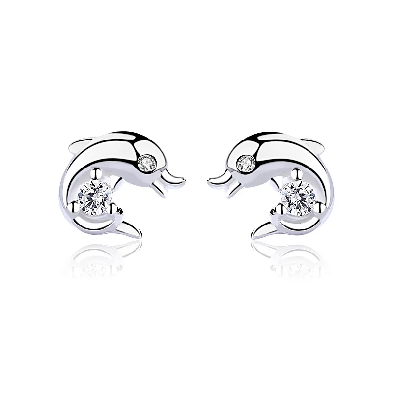 

alibaba china manufacturer 925 silver lovely dolphin shape cz earrings