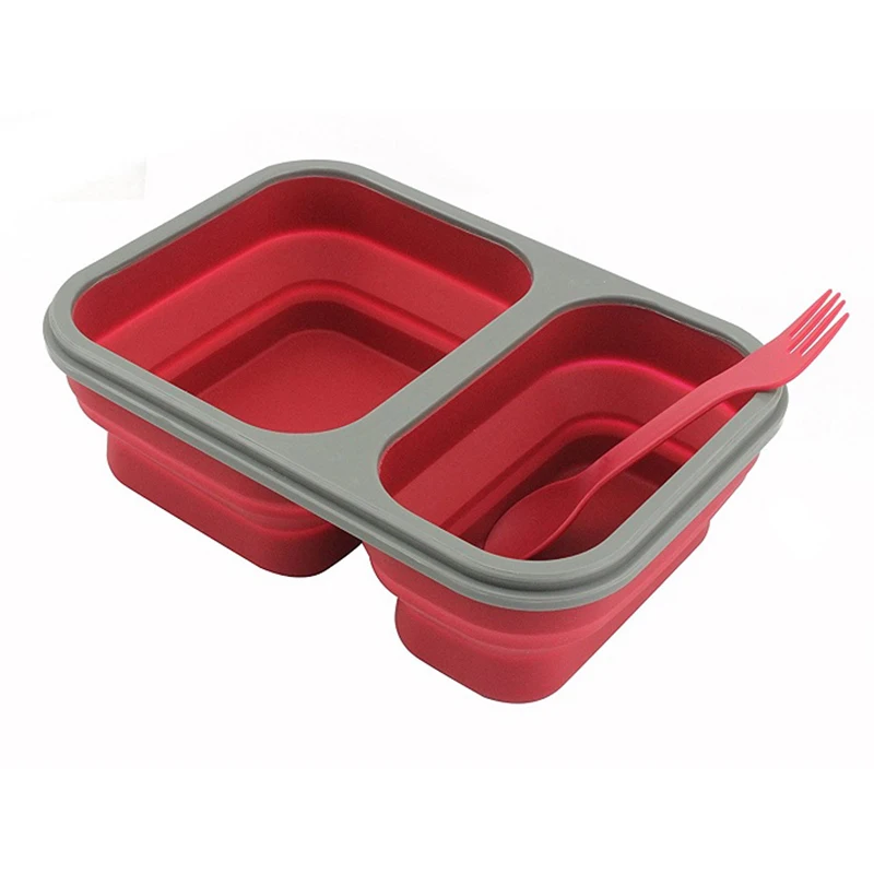 Food Grade Silicone Leakproof 2 Compartment Microwave Food Container/ 2 ...