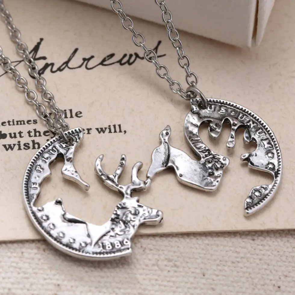 his and her deer necklace