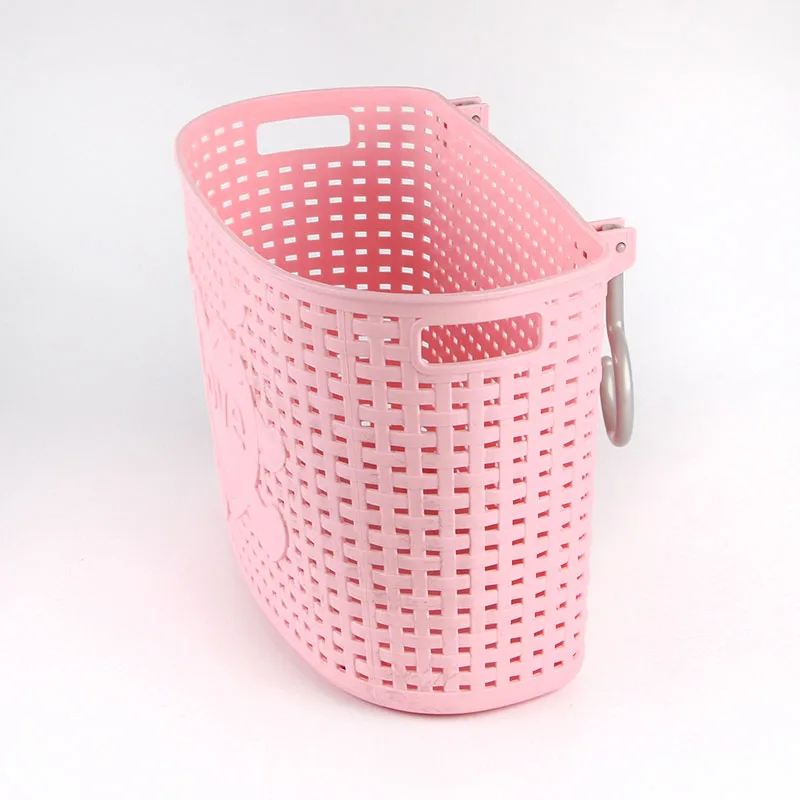 Plastic Kitchen Double Hook Round Basket Weaving Door Hanging Large Size Bathroom Storage Basket