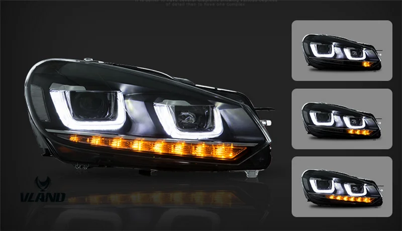 VLAND manufacturer for Car Headlight for Golf 6 LED Head light for 2010 2011-2014 for Golf 6 Head lamp with moving turn signal
