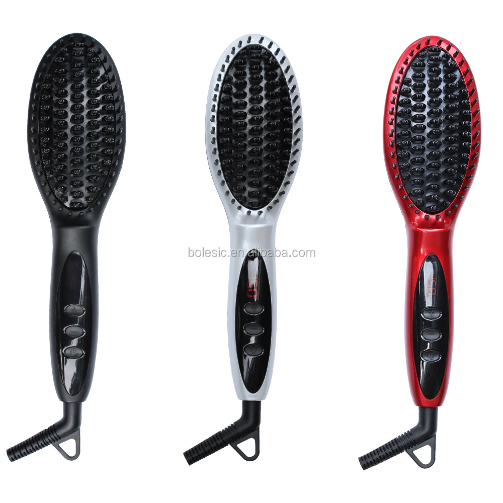 

Ceramic Electric Fast MCH Adjustable Temperature Silicone Brush Head 3D Ceramic Hair Brush, Gold/black / pink / white