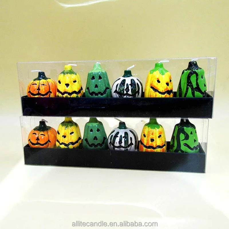 
Carved Decoration Pumpkin Shaped Halloween Candles 