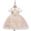latest girls short pearl applique white lace flower frocks dress for party SUMMER wedding dress