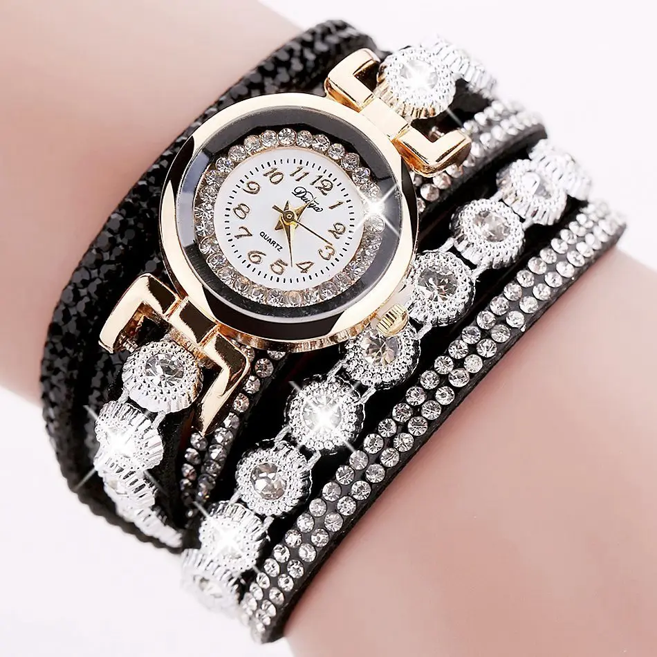 

Duoya Brand Crystal Round Dial Luxury Wrist Watch For Women Dress Gold Ladies Casual Women Bracelet Watch Dy038