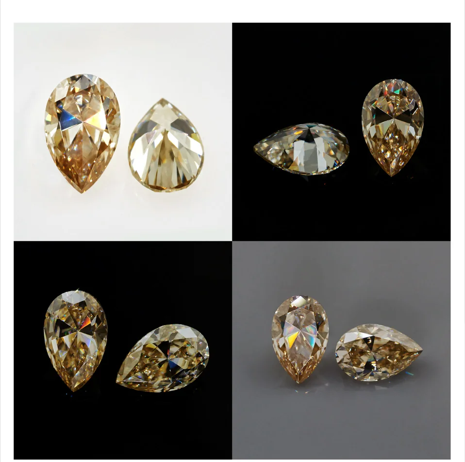 Yellow Loose Moissanite Diamond 5*7mm Excellent Pear Cut