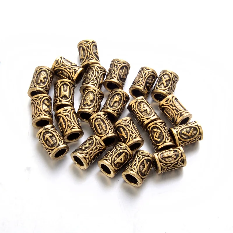 

Wholesale Antique Gold Norse Viking Rune Vikings Charms Beads Beard Hair Beads For Bracelets Pendant Necklace, Silver ,gold color
