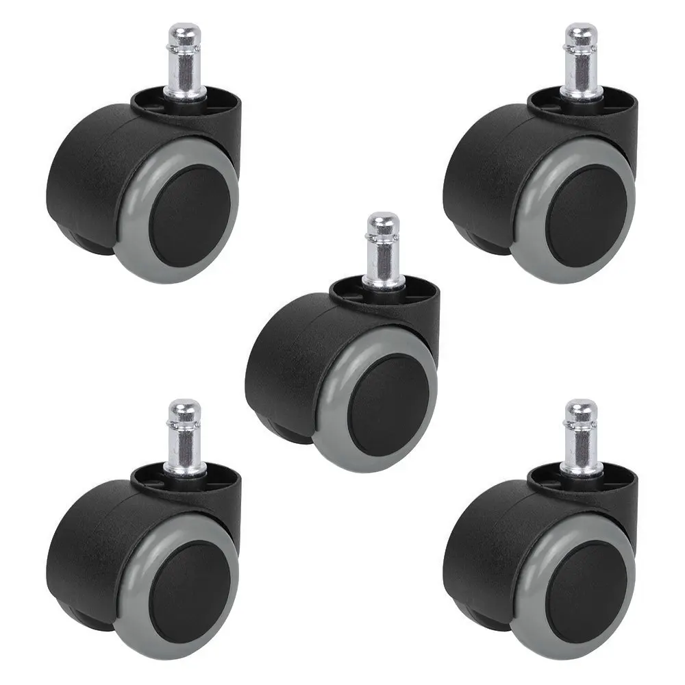 5Pcs Office Chair Replacement Castors Wheels Black Color Laminate 11mm x 22mm Carpet and Tile Quiet Rolling and Safe for Hardwood Floors