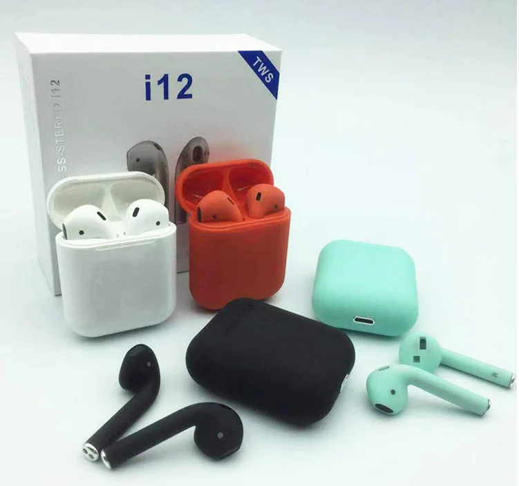 

Hot Sell audifono i12 5.0 i10 i11 i12tws earphone Blue tooth earbuds for Smart Phone blue tooth earphone i12 earburds