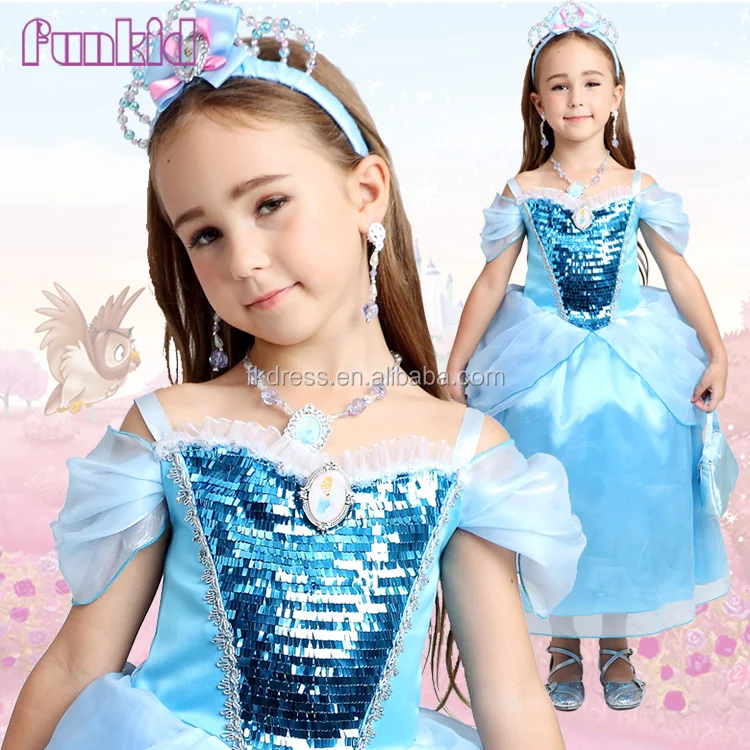 

Wholesale sequins cinderella princess kids dress deluxe wedding party dress, As per the pic