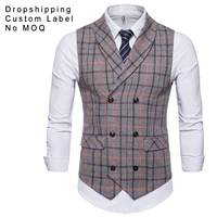 

Amazon Fancy Double-Breasted Tweed Men Plaids Waistcoat Vest