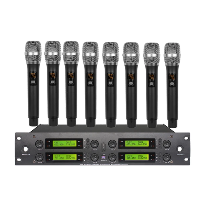 

Professional UHF Eight channels cordless Wireless Handheld Microphone OK-8008/OK-380H, Black