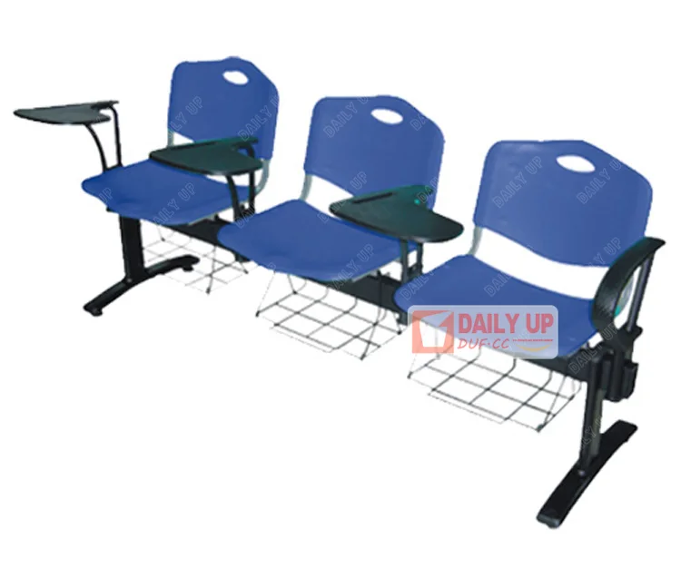 Sturdy Classroom Chair with Writing Board 3 Seat Institutional Chairs Lecture Hall Bench Link Chair