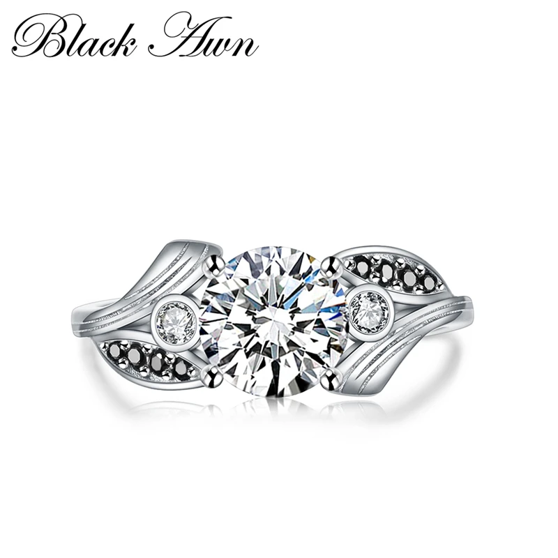 

[BLACK AWN] 925 Sterling Silver Jewelry Trendy Wedding Rings for Women Engagement Ring Femme Bijoux Bague C153