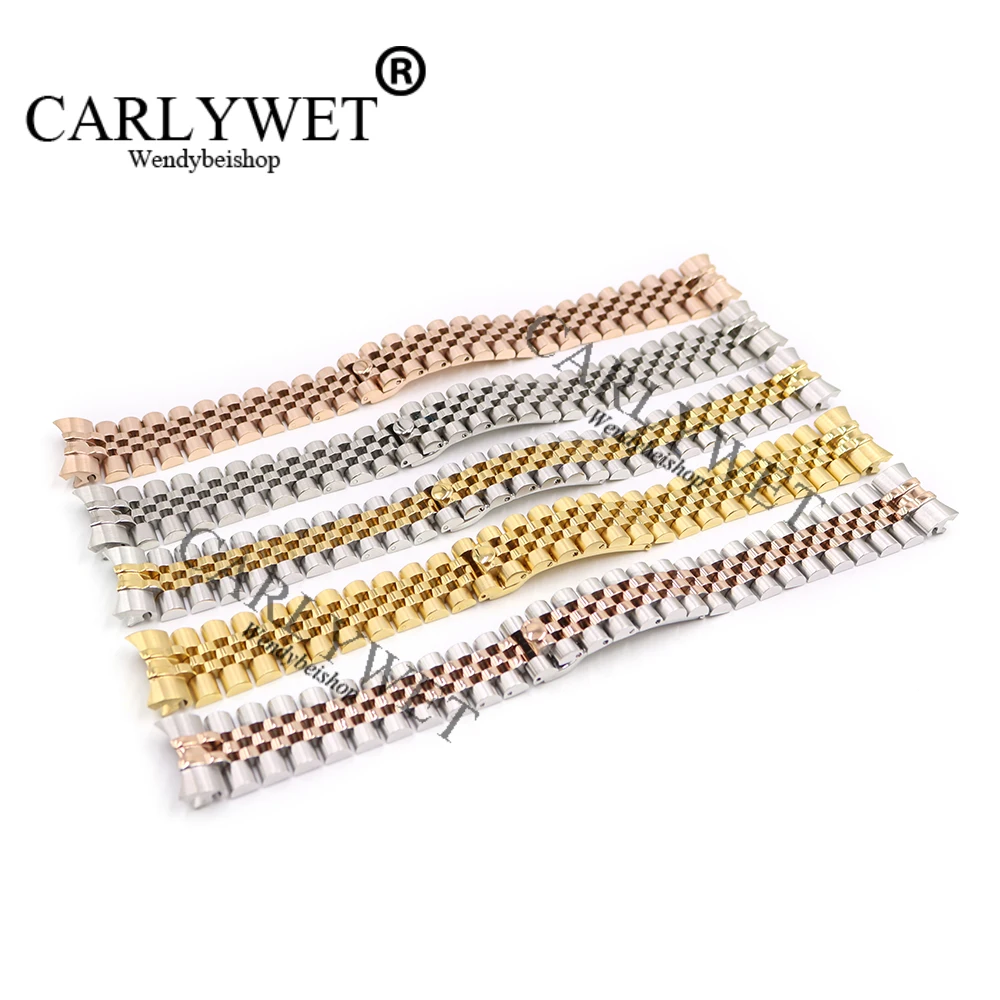 

CARLYWET 20mm 316L Stainless Steel Jubilee Silver Two Tone Rose Gold Strap Bracelet Solid Screw Links Curved For OYSTER DATEJUST, Gold/silver/two tone gold/rose gold