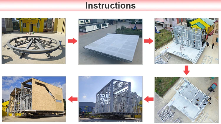 Light Steel Structure 360 Degree Rotation intelligent sunshine tracking system Holiday House Prefabricated luxury villa