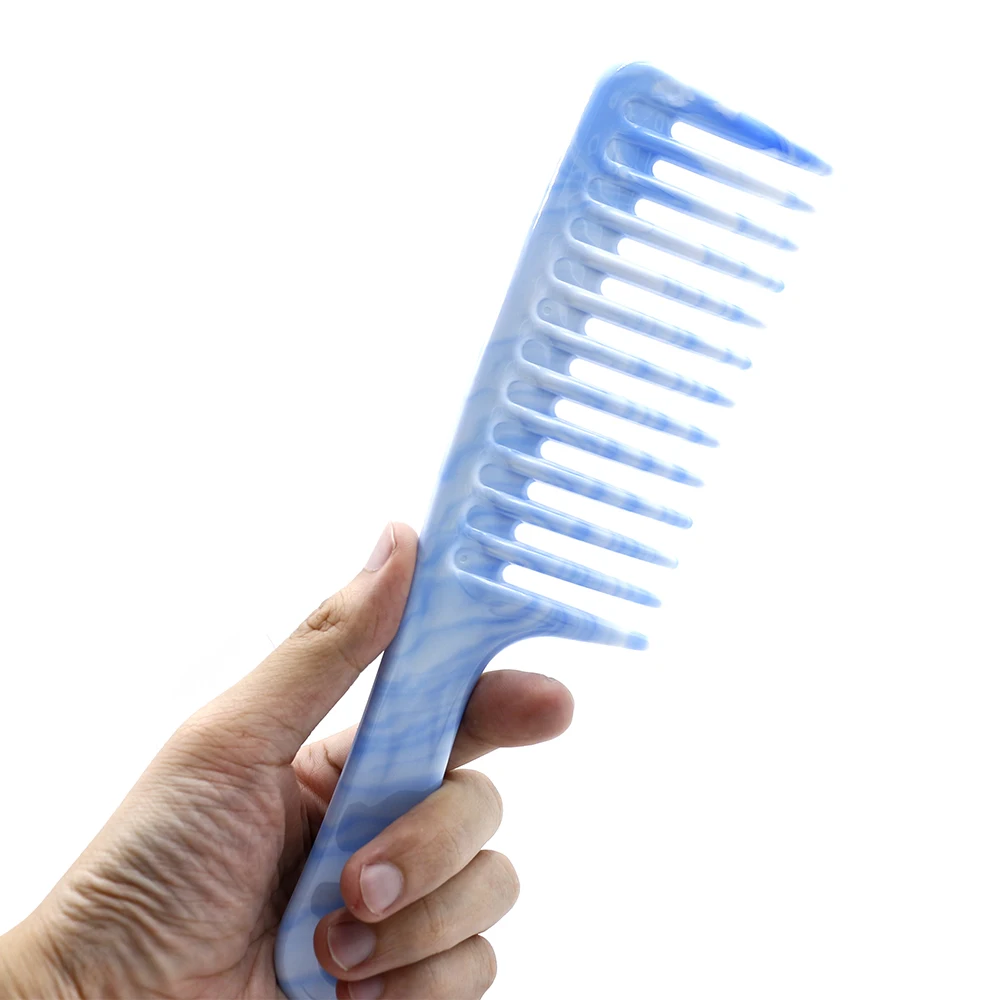 

Salon plastic marble color pattern detangling wide teeth smooth comb multifunctional styling hair comb