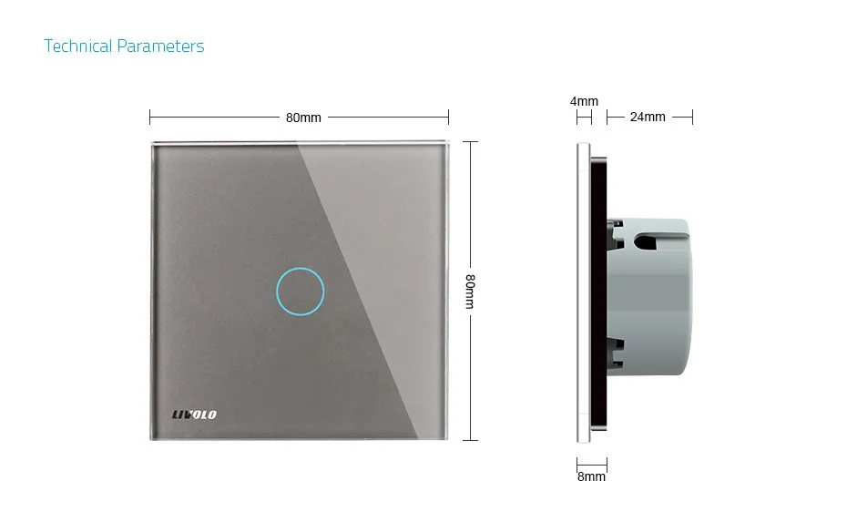 Livolo EU Tiêu Chuẩn VL-C701B-15 110 ~ 250 V Màn Hình Cảm Ứng Tường Thông Minh Cửa Chuông Chuyển Với Màu Xám Crystal Glass Chuyển bảng điều chỉnh