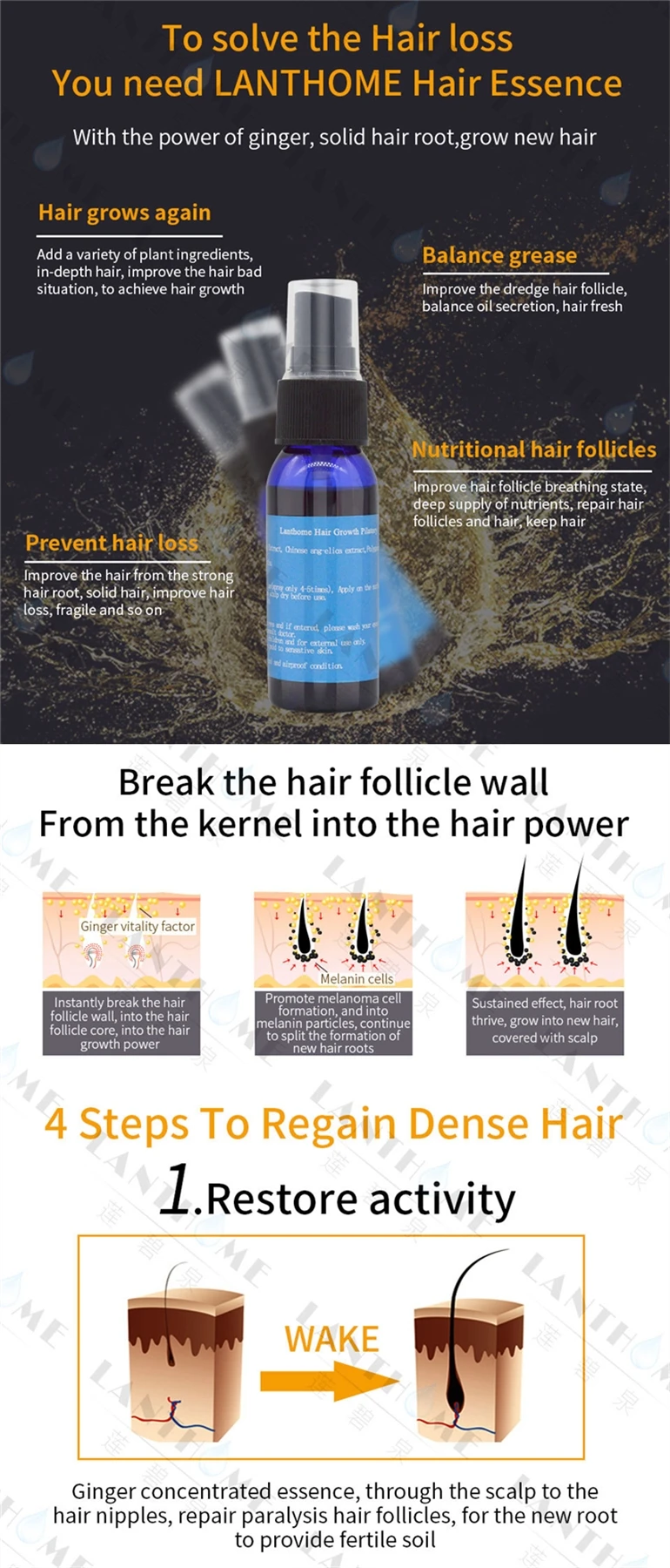 Lanthome 100 Genuine Ginger Extract Best Hair Care Essence Prevent