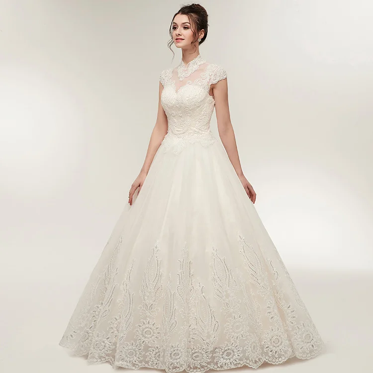 2019 Latest Wholesale Lace Luxury Bridal Gown Open Back Ball Gown