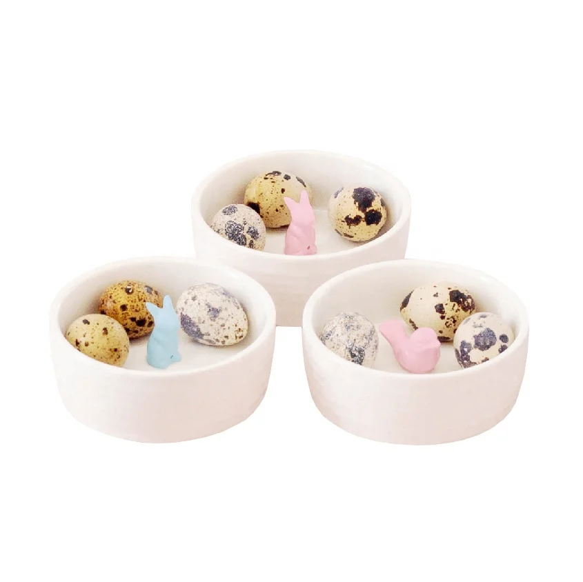

2019 Cute small round ceramic serving dish bowl set decoration serving bowl snacks, White