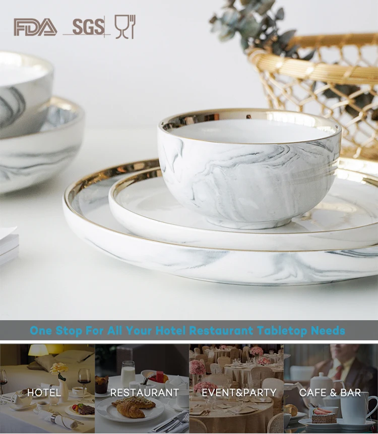 Restaurant Supplies Gold Rim Sauce Bowl, Hotel China Ware Gold Rim Bowl, Best Selling Gold Rim Grey Porcelain Marble#