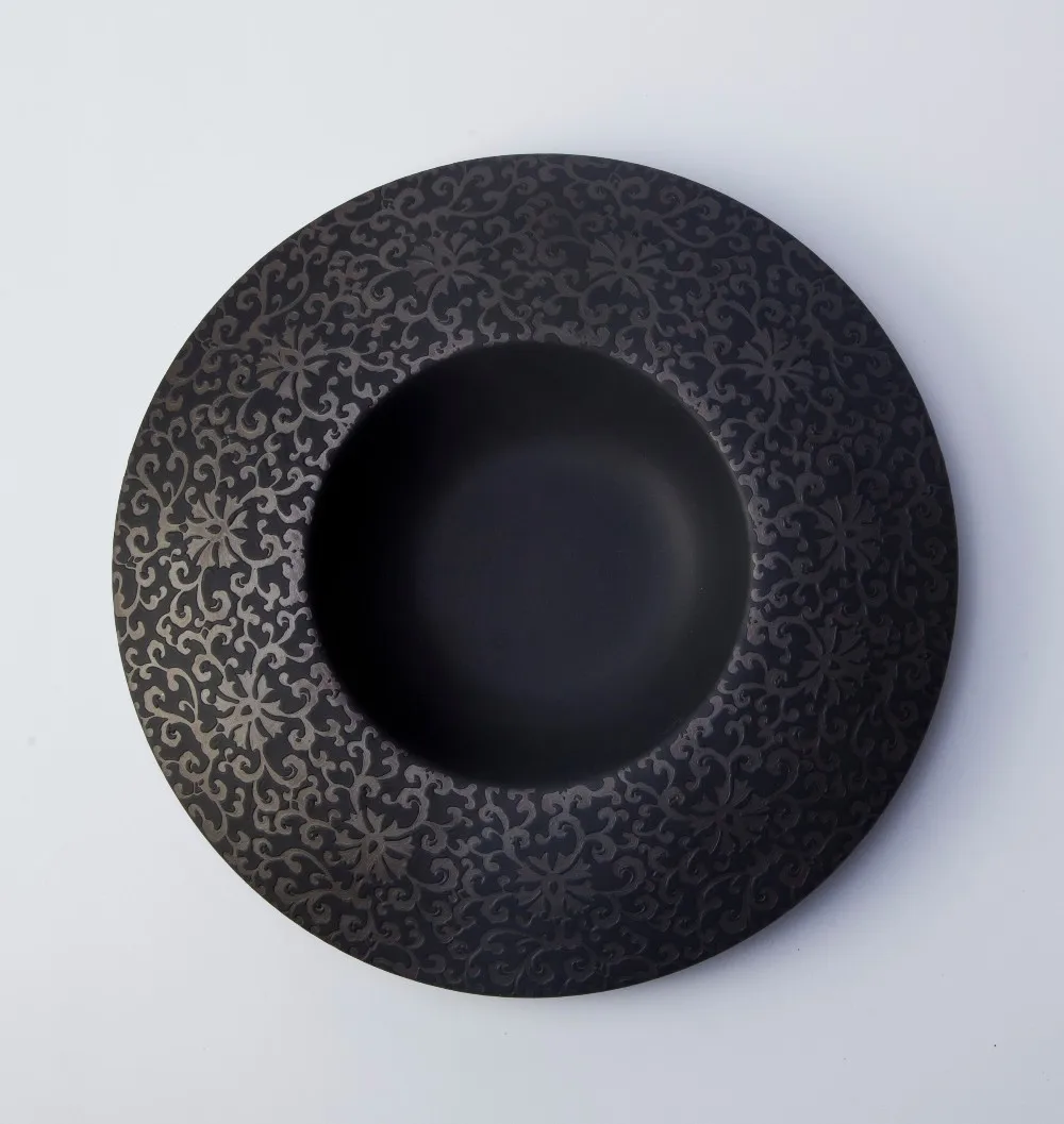product-Two Eight-dubai tableware porcelain dinnerware ceramic crockery black square plate-img-5