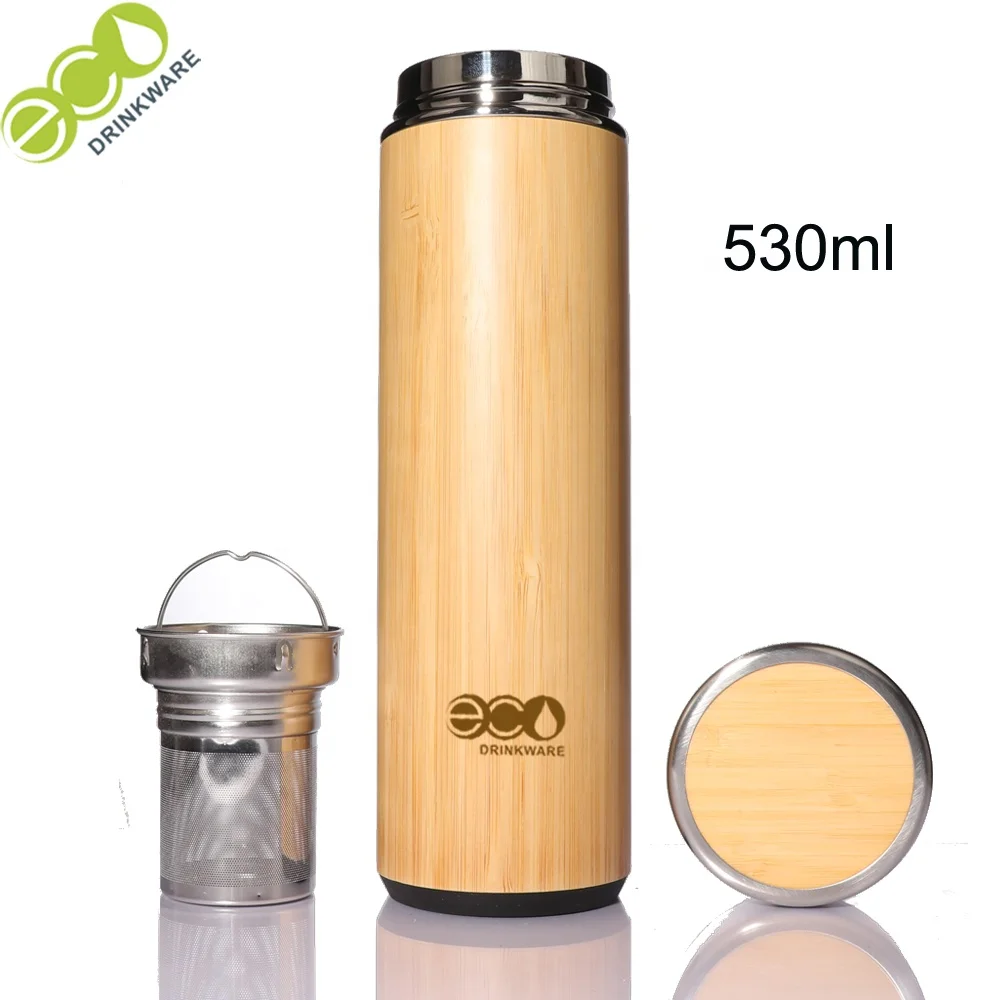 

Gb8067 530ml stocked Custom promotional personalized core bamboo insulated tavel water tumbler tea infuser