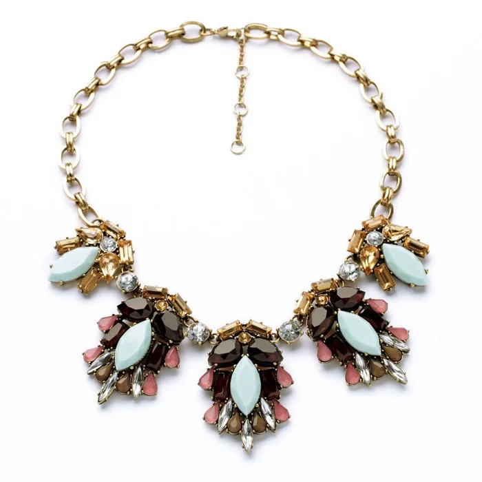 

xl00915 Blue Rhinestone Statement Necklace Accessories For Women, As picture