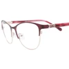 Extra Light Eyewear Women Trending Fashionable Red Metal Optical Frame With Flexible Spring Hinge Lunettes De Vue Femme
