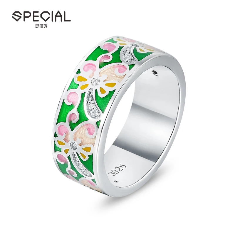 

Special enamel latest wedding silver ring design for girls AS00027-1