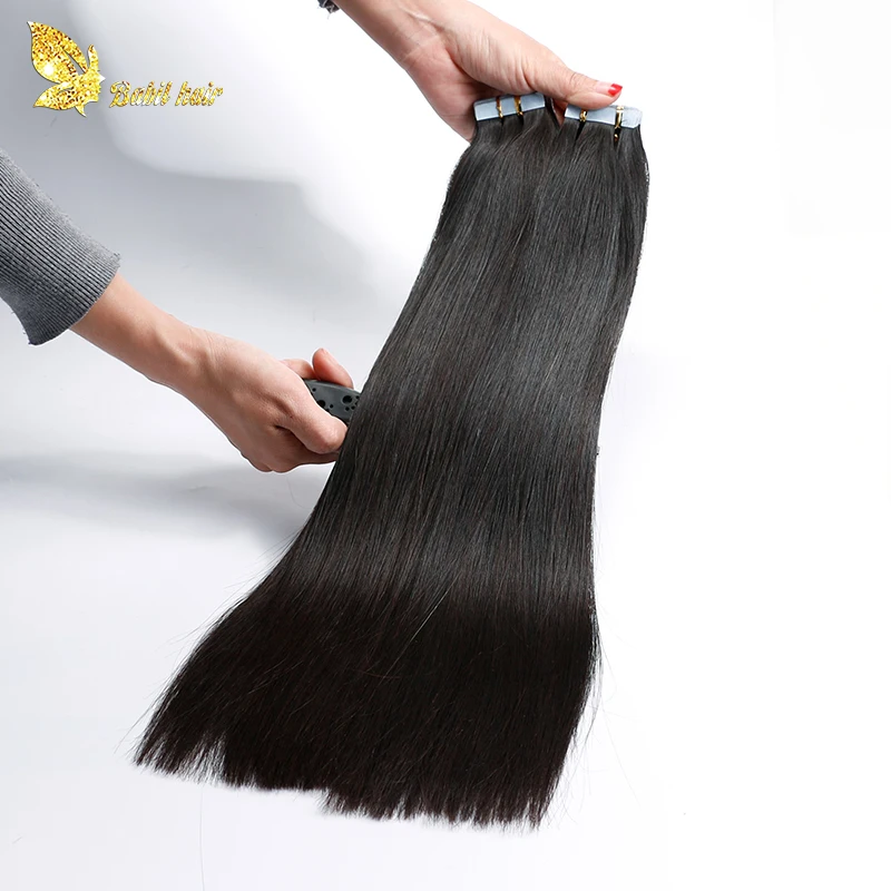 

Hot sale 10A grade tape in hair extension unprocessed wholesale human hair extension, Black color
