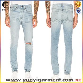 faded blue ripped jeans mens