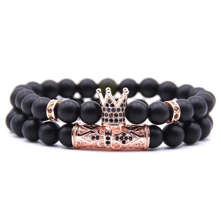 

Wholesale Men Custom Fashion Zircon Bracelets Jewelry Multi Layered Handmade Natural Stones Bead Bracelet, As show