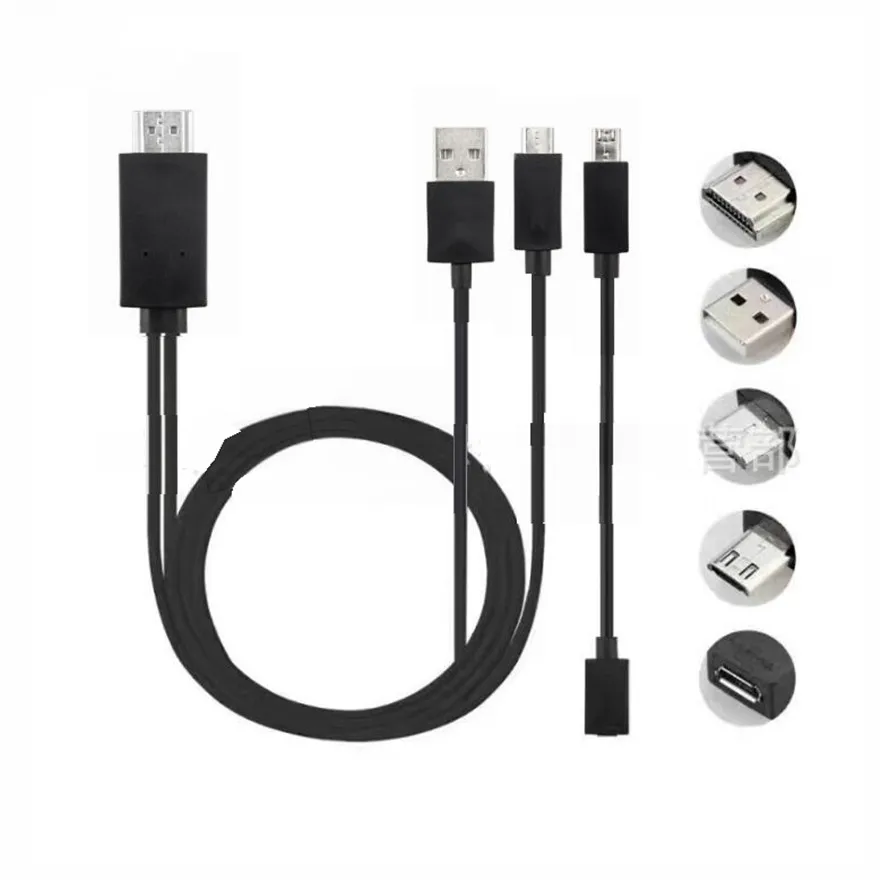 

2 IN 1 5 pin 11 pin Micro USB to HDMI video Cable HDTV HD TV adapter For Samsung Galaxy HTC LG Android mobile phone
