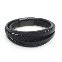 

best selling products multi layer genuine leather bracelet men