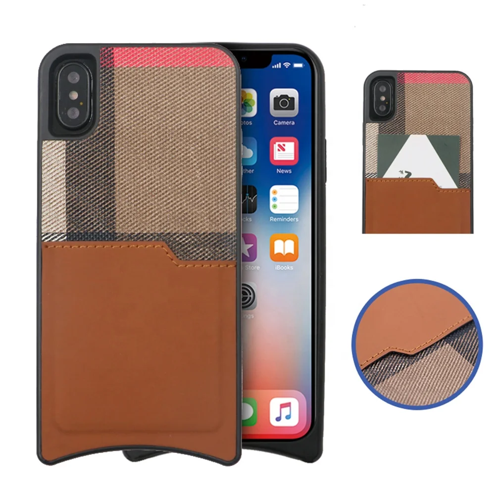 Удобный тартан кожаный бумажник телефон чехол с карт памяти для iphone X XR Xs max