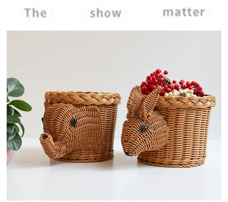 New Creative Rattan Basket Elephant Shape Animal Basket Buy Cartoon
