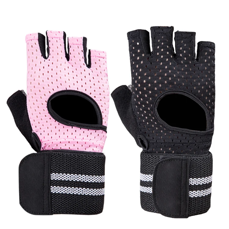 

High quality cheap short finger OEM/ODM workout training women gym gloves, Black/pink