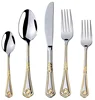 High-grade inox italian flatware 24k gold plated stainless steel silverware, 20pcs of tableware and 5 styles for hotels