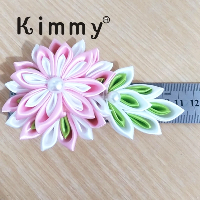 

Summer Breeze Fabric Kanzashi Fan and Plum Blossom Dangle PIn, Japanese Kimono Accessories, Tsumami Kanzashi Brooch pin